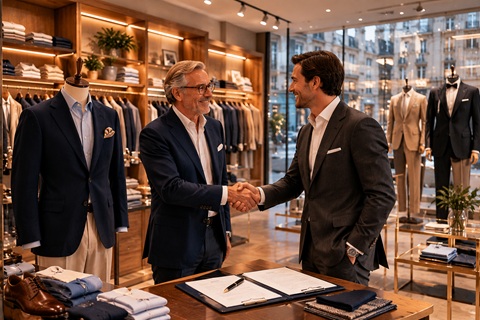 LAGONDA cède ses boutiques parisiennes
de prêt-à-porter masculin haut de gamme
à M. CHRISTIN, opération organisée par...
